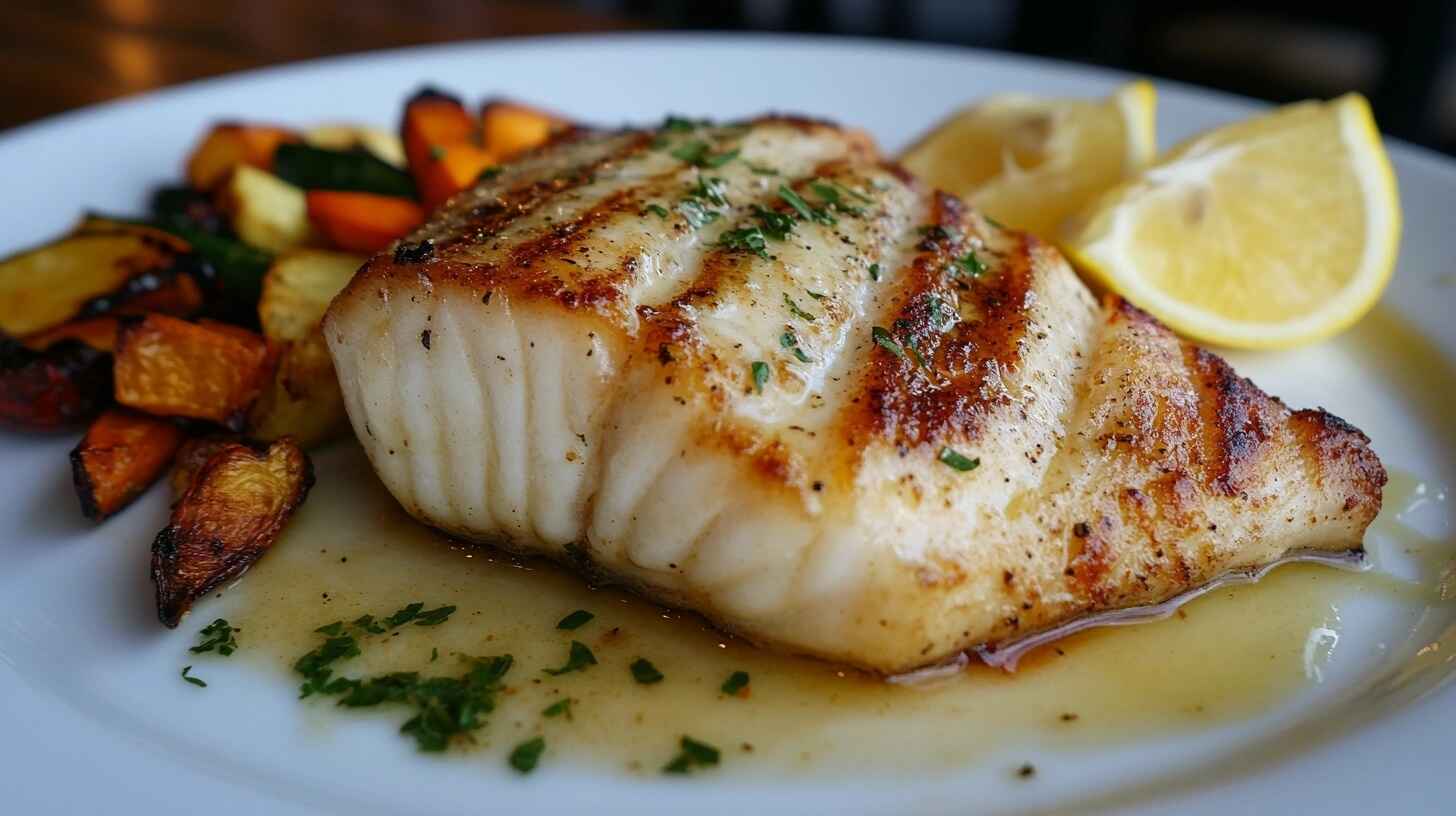 Flavor Packed Rockfish Recipes You Need to Try Now 1 A crispy seared rockfish fillet with lemon butter sauce and fresh herbs, served with roasted vegetables.