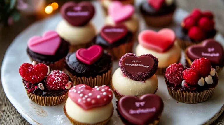 How To Make Pecan Pie Cupcakes A Perfect Fall Treat 16 "Gluten-free Valentine’s Day desserts, including cookies, cake, and cheesecake, on a decorative table with romantic decor."