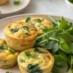 Healthy Egg Muffins with Spinach & Love Easy, Tasty, and Nutritious! 9 Healthy egg muffins with spinach on a white plate.