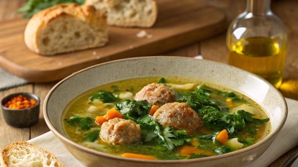 Minestra Maritata Italian Soup: Authentic Guide to Making This Traditional Italian Dish 13 A Beautifully Styled Table Featuring A Rustic Bow