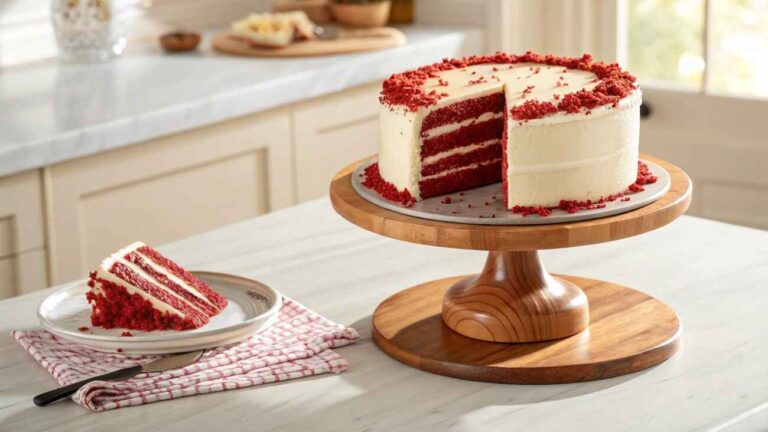 How To Make Pecan Pie Cupcakes A Perfect Fall Treat 18 Red velvet cake with cream cheese frosting and vibrant red layers on a wooden stand." Title: "The Perfect Red Velvet Cake"