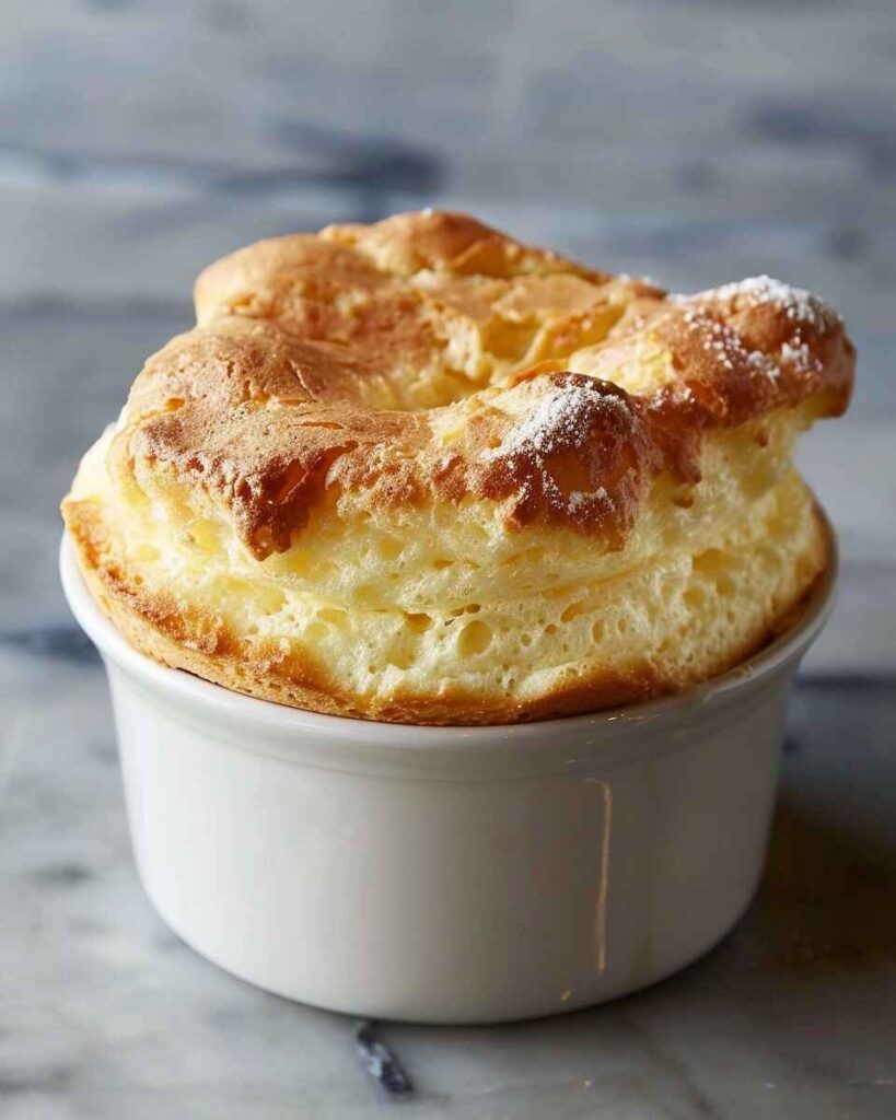  Close-up of flaky pastry layers used in Panera soufflé.