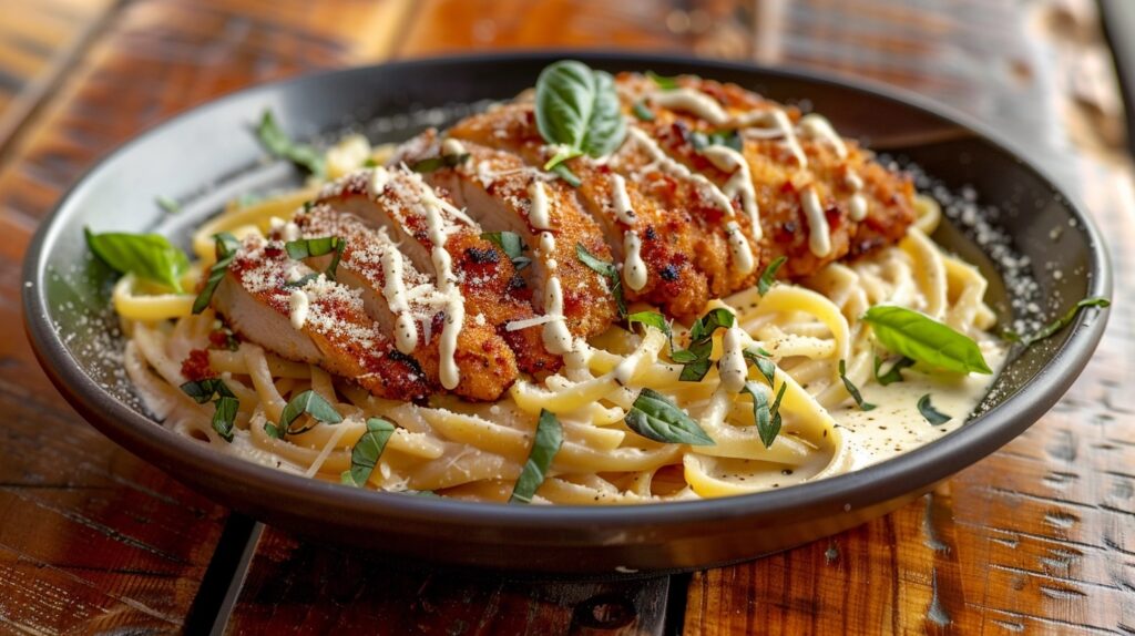 How to Make Marry Me Chicken Pasta: A Rich & Creamy Delight! 16 A serving of Marry Me Chicken Pasta on a white plate, with creamy sauce, fresh basil, and Parmesan shavings.