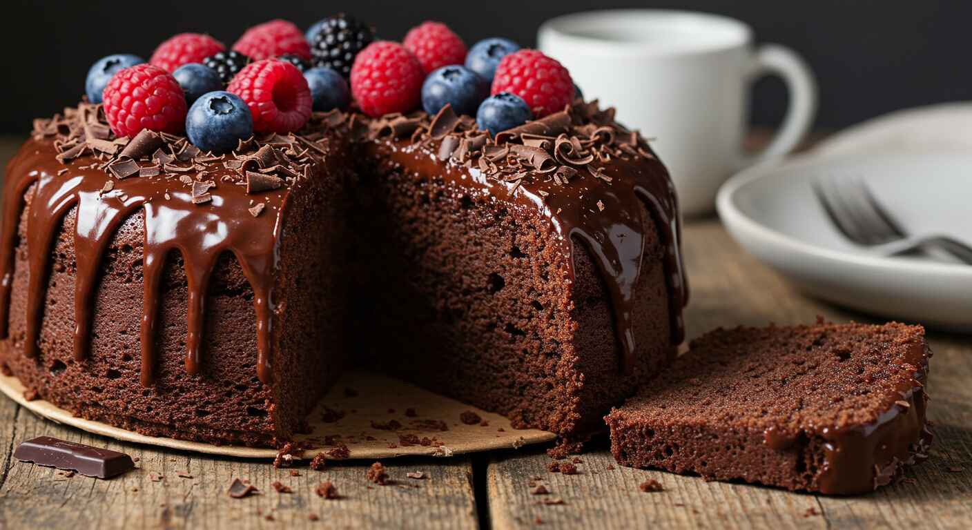 How To Make The Ultimate Decadent Chocolate Buttermilk Cake 13 Decadent chocolate buttermilk cake with a rich ganache topping, sliced to show its moist interior.