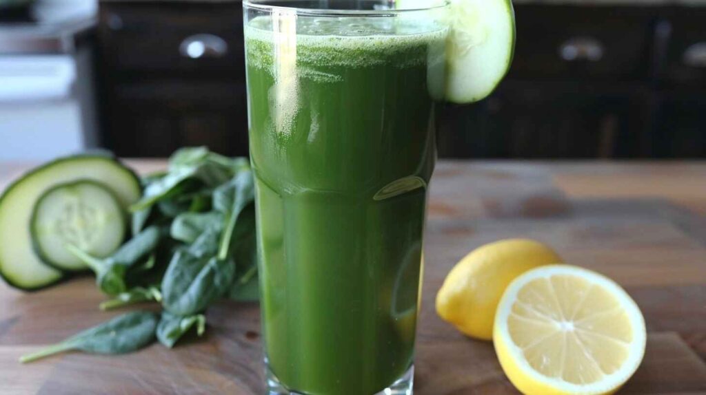 Green detox juice with fresh ingredients for weight loss