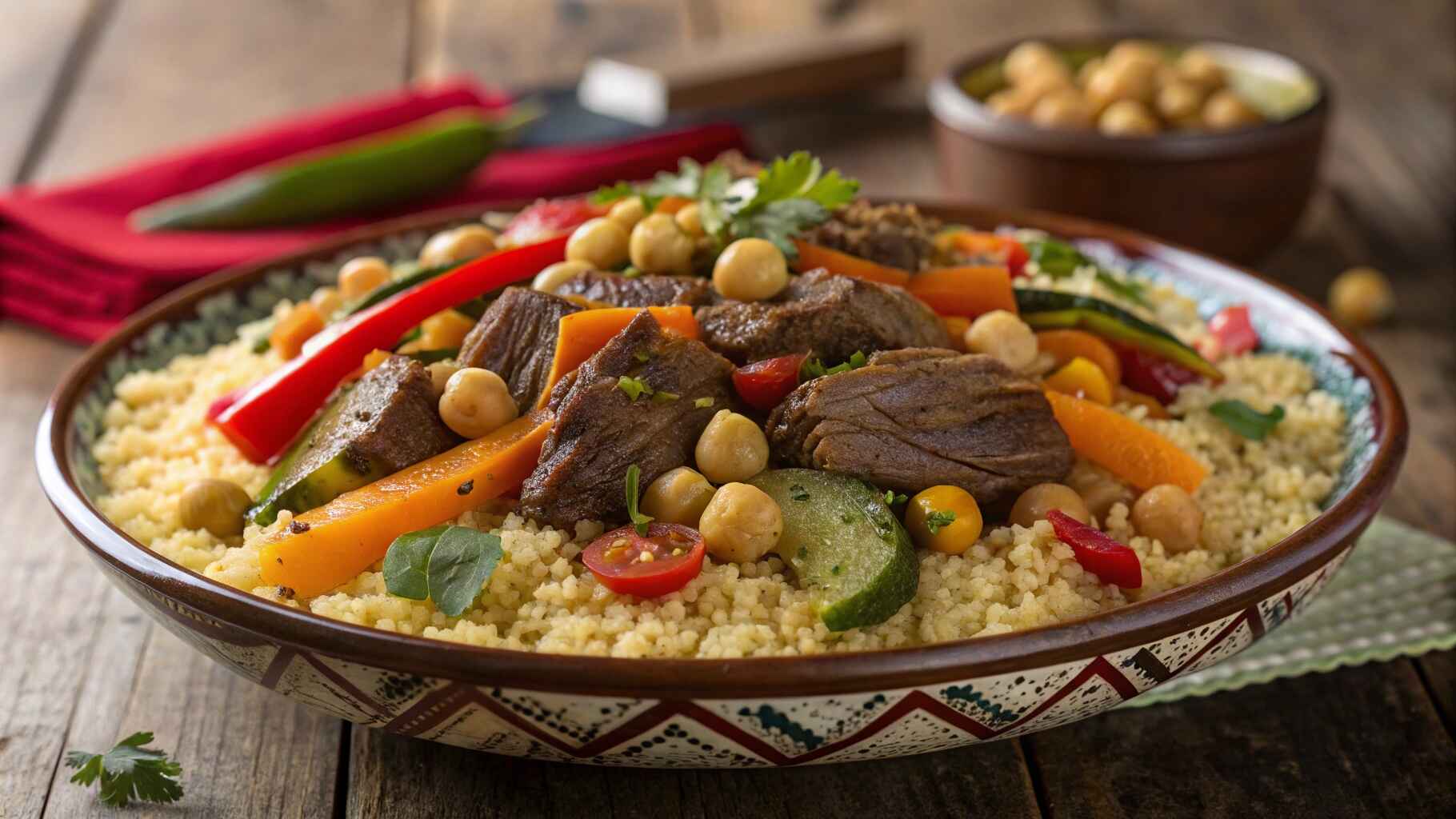 10 Secrets To Perfect Couscous Marocain At Home 1 Traditional Moroccan couscous served with lamb and vegetables.