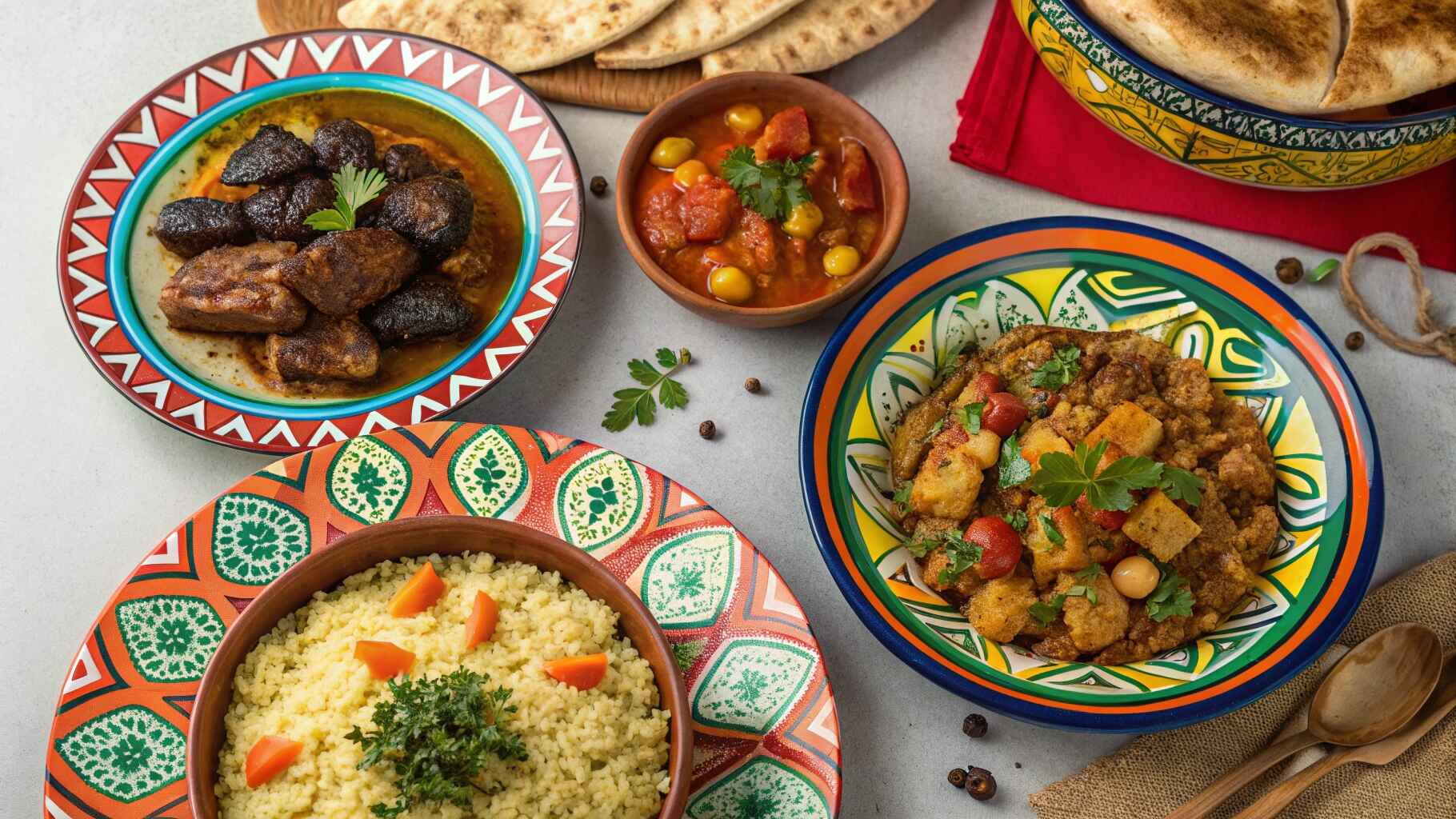Best Traditional Moroccan Recipes You Need to Discover 1 Colorful Moroccan feast featuring tagine, couscous, and traditional dishes.