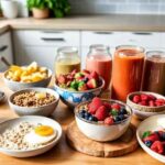 Healthy breakfast recipes displayed on a kitchen table for the ultimate guide