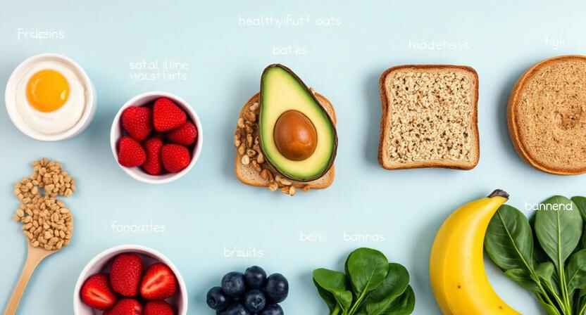Healthy Breakfast Recipes (Ultimate Guide) 2 Healthy breakfast components including protein, fiber, whole grains, fruits, and healthy fats