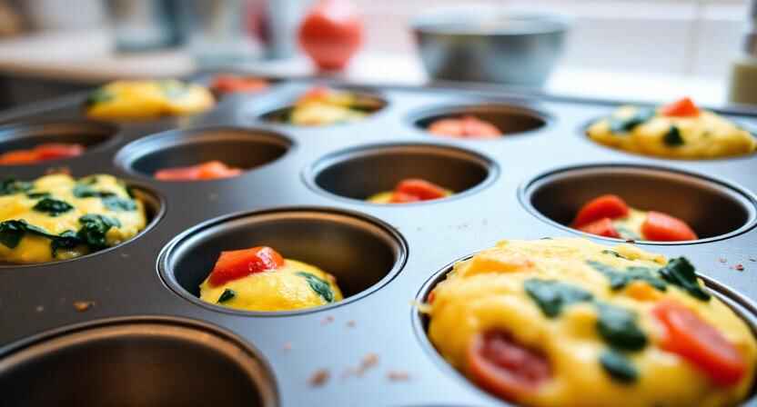 Healthy Meal Prep Breakfast Recipes for the Week 3 Veggie egg muffins prepared for healthy breakfast meal prep for the week