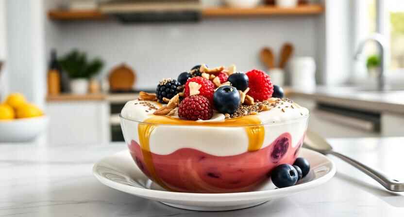 High Protein Healthy Breakfast Recipes for Busy Mornings 4 High-protein Greek yogurt breakfast bowl for busy mornings